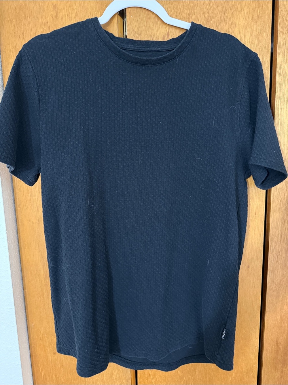 Men's Black Short-Sleeve Textured Crew Tee